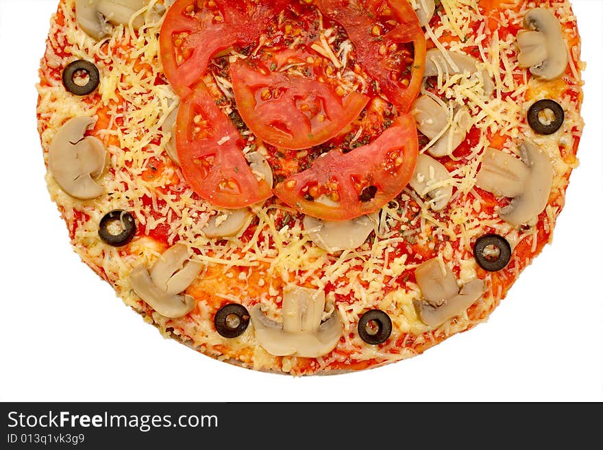 Appetizing pizza on a white background