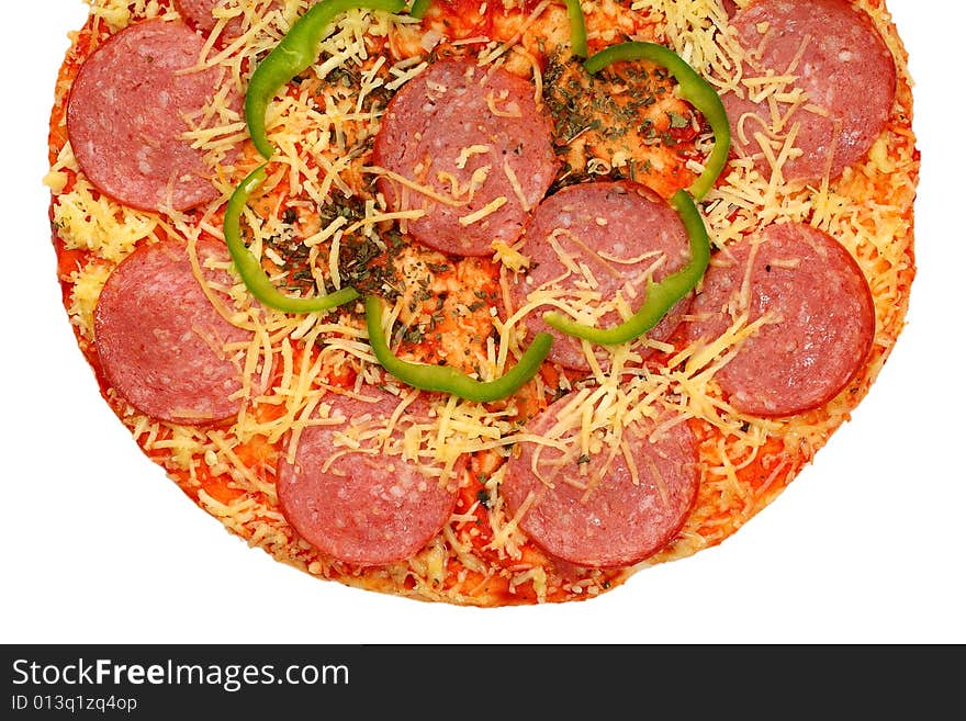 Appetizing pizza on a white background