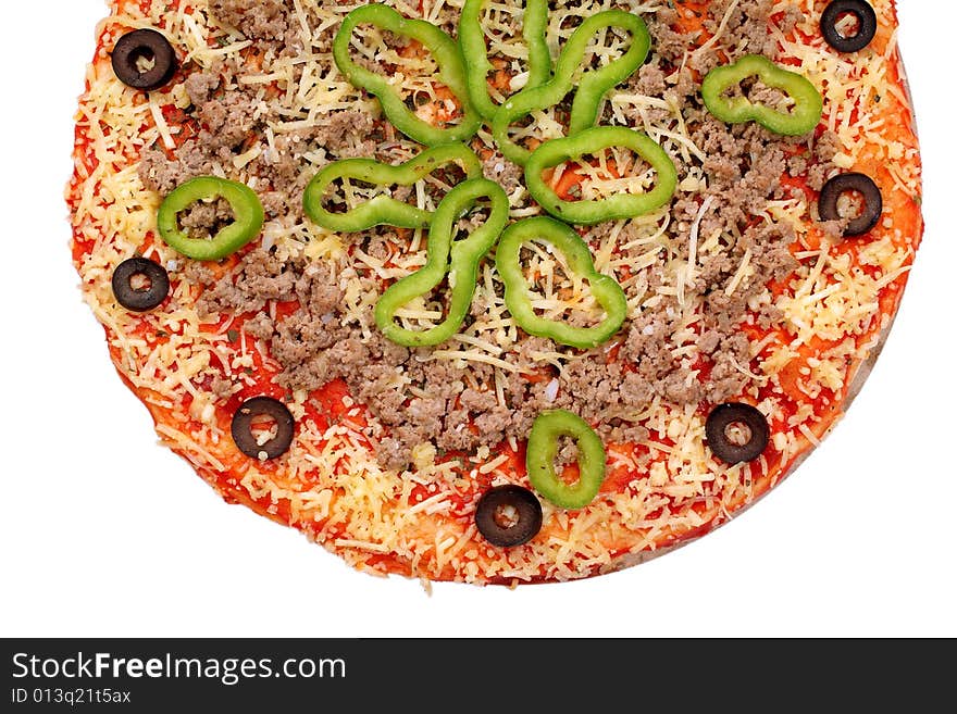 Appetizing pizza on a white background