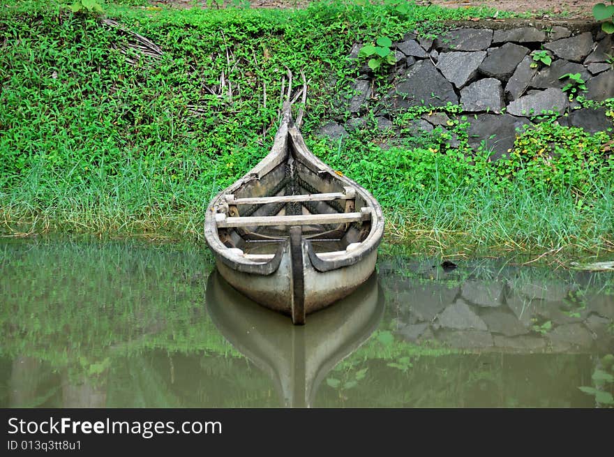 A wooden boat, kerala, india