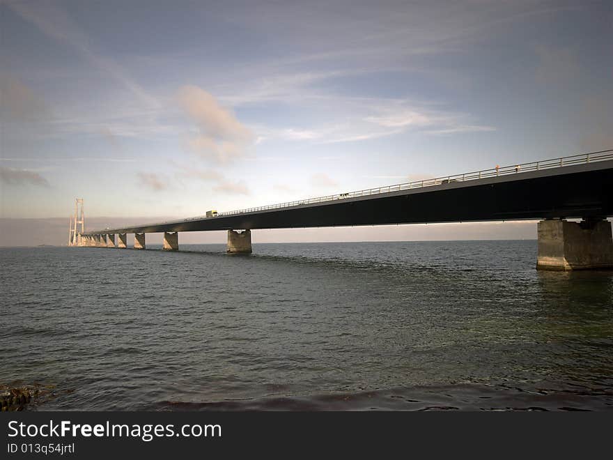 The Great Belt Bridge running between Danish islands Zealand and Funen. The Great Belt Bridge running between Danish islands Zealand and Funen.