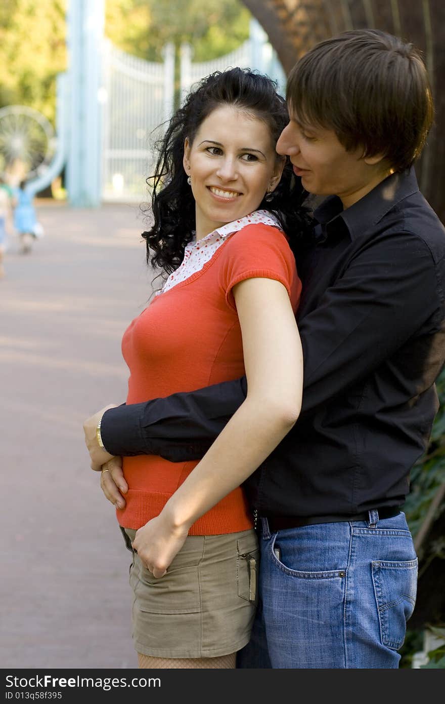 Happy young couple in the park