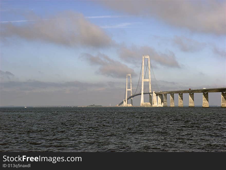 The Great Belt Bridge running between Danish islands Zealand and Funen. The Great Belt Bridge running between Danish islands Zealand and Funen.