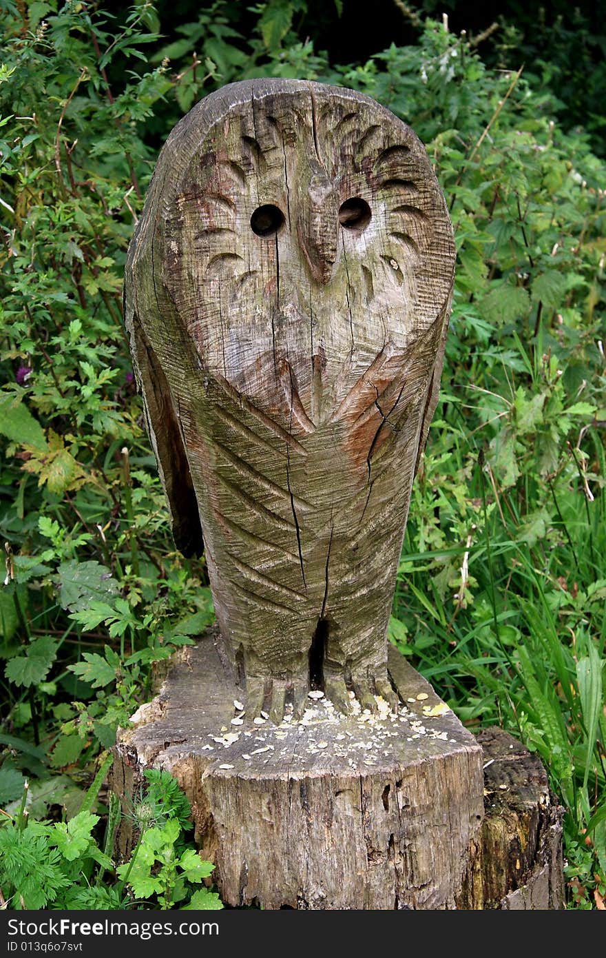 Wood carving of Owl