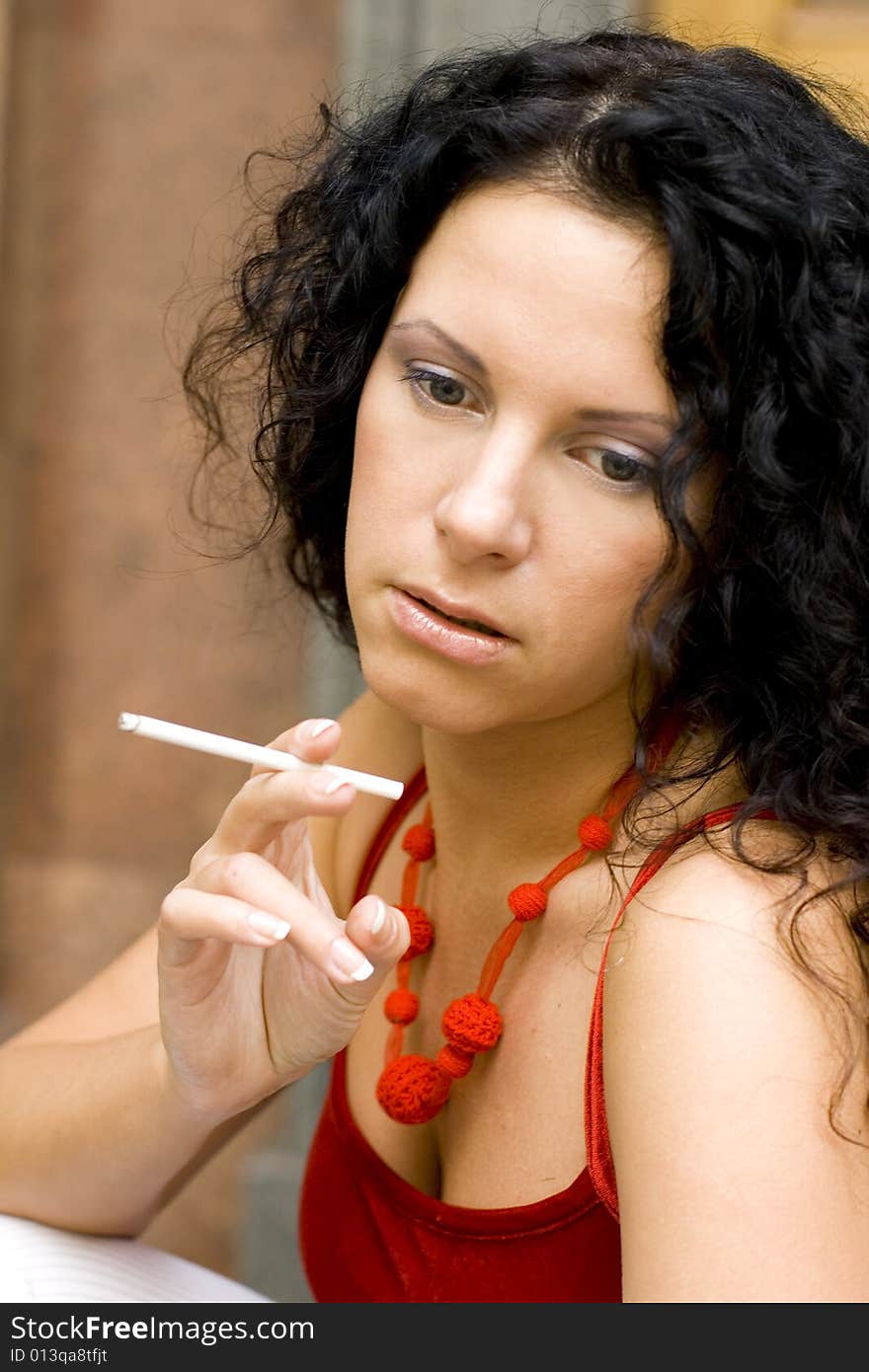 Brunette with cigarette