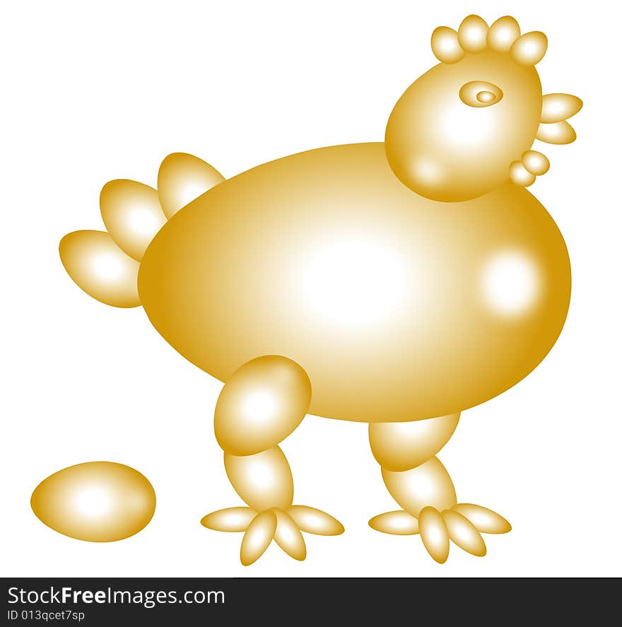 Isolated beautiful  hen and egg  illustration. Isolated beautiful  hen and egg  illustration