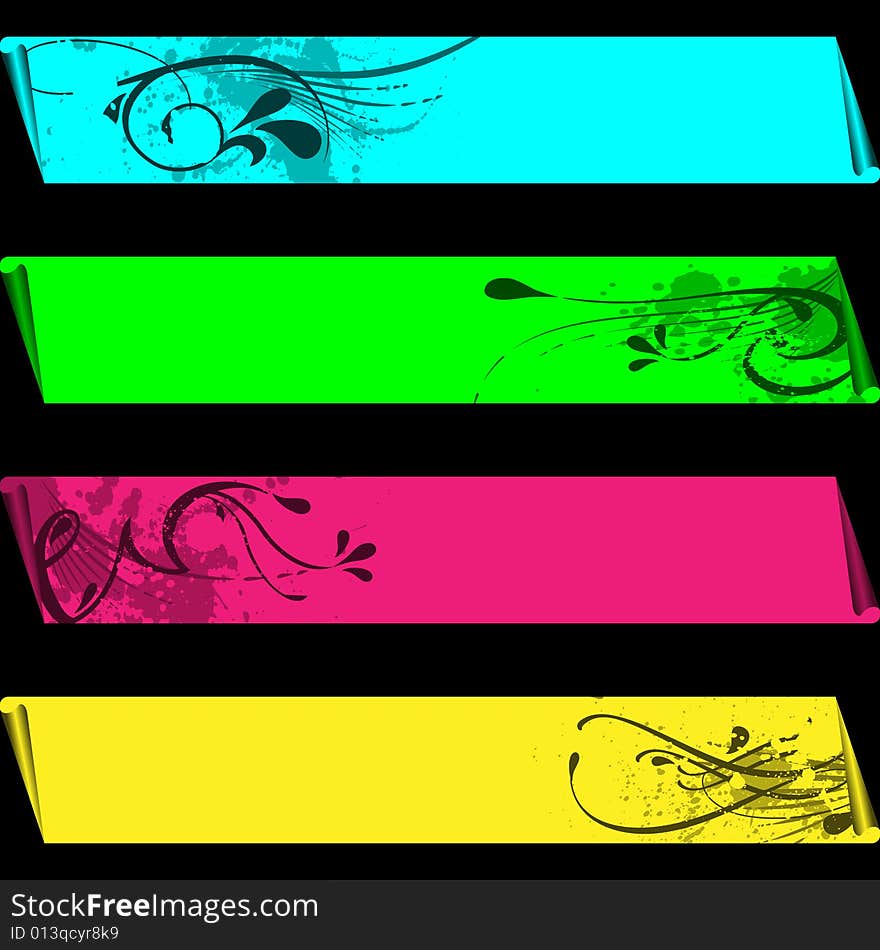 Four separated banner with similar design elements such as neon colors for your text. Four separated banner with similar design elements such as neon colors for your text.