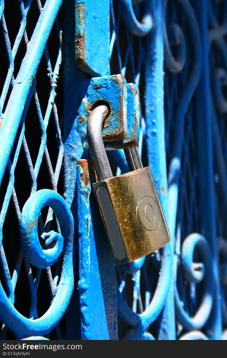 Padlock on a door. Cidi Bu Said. Tunis. Padlock on a door. Cidi Bu Said. Tunis