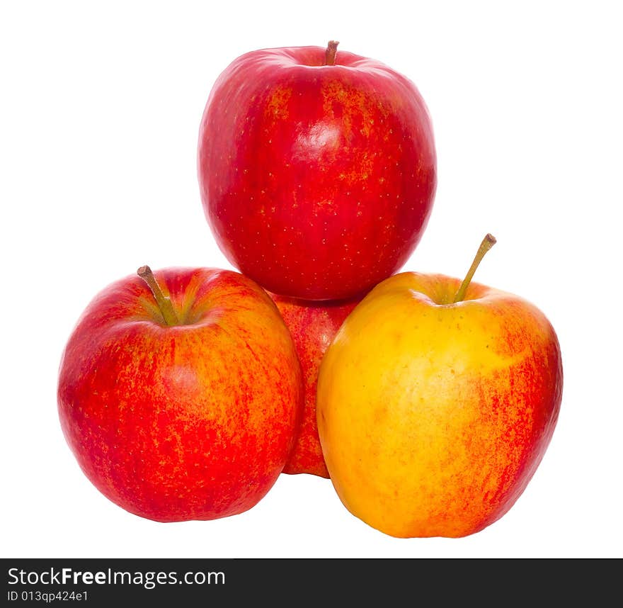 Red apples on white background