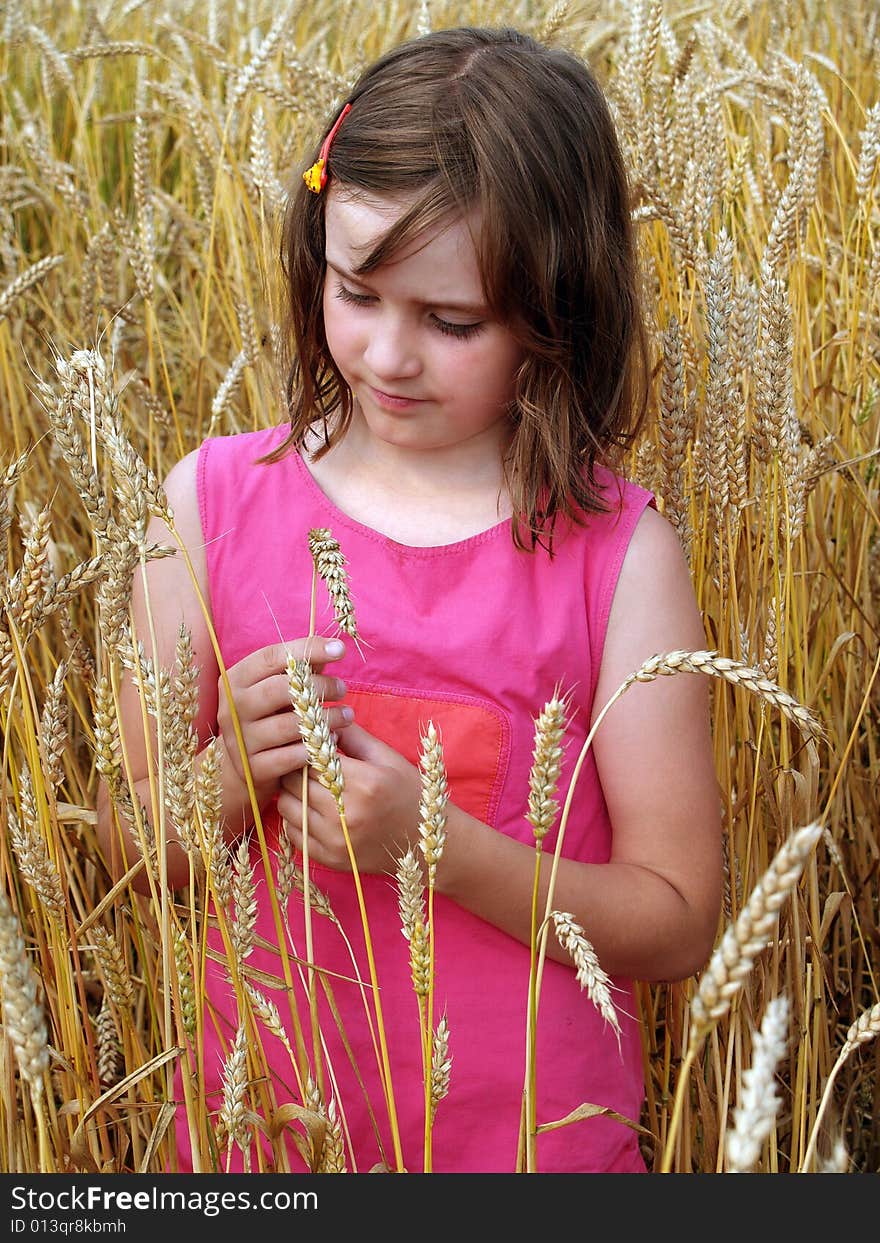 Girl On A Field Of Wheat