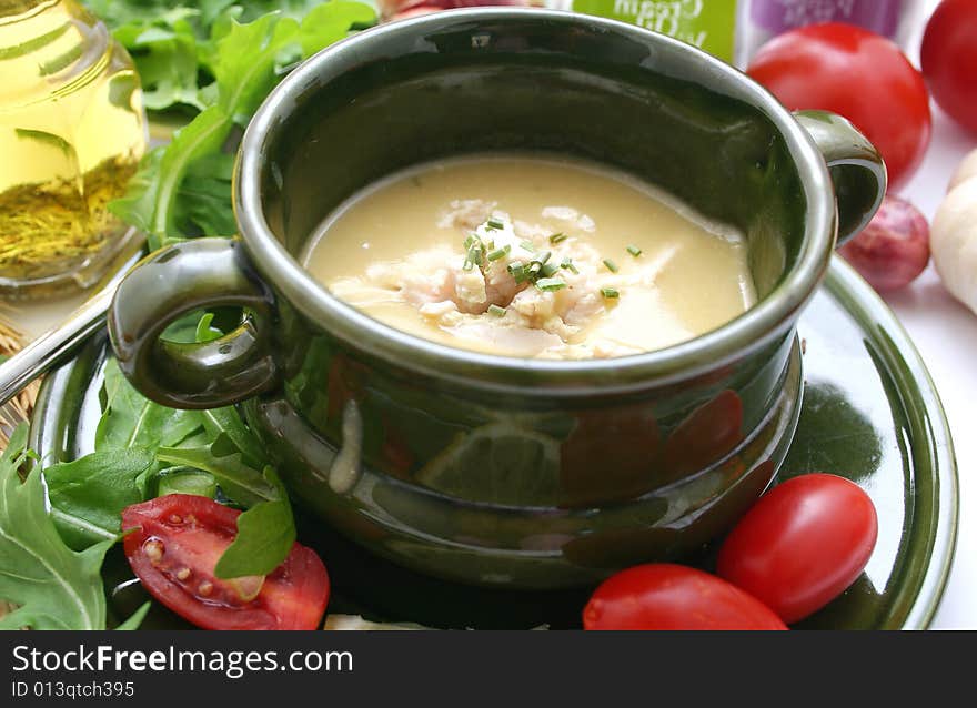 Frech asien soup meat and vegetables. Frech asien soup meat and vegetables