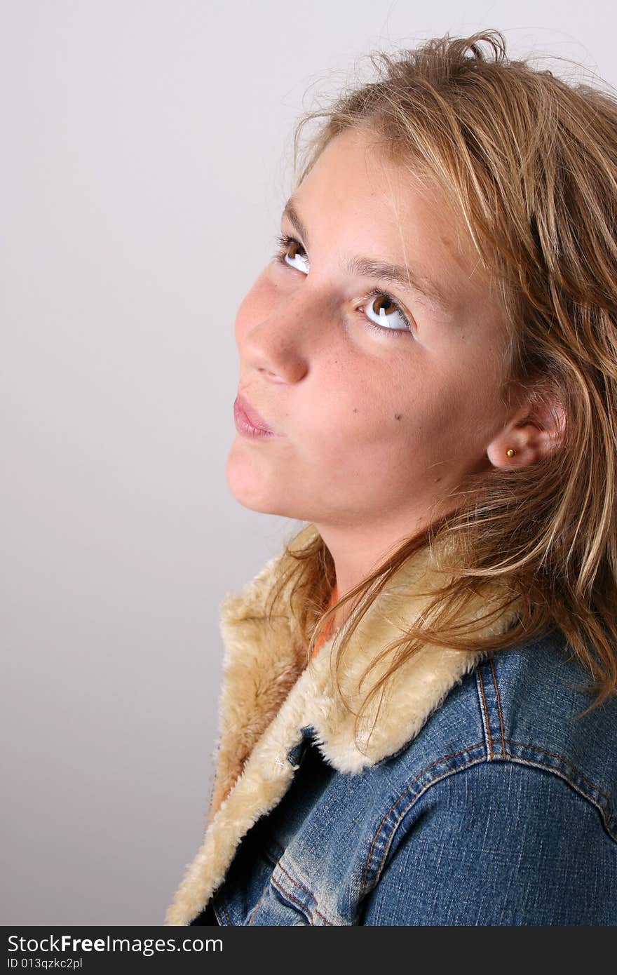 Teenage female model on a white background. Teenage female model on a white background