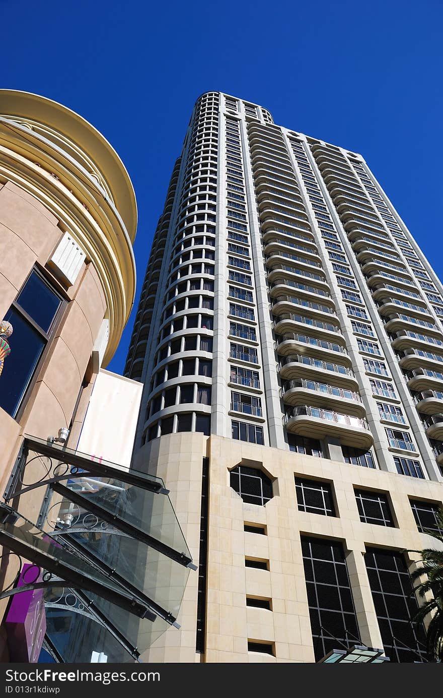 Modern building on a background of blue sky