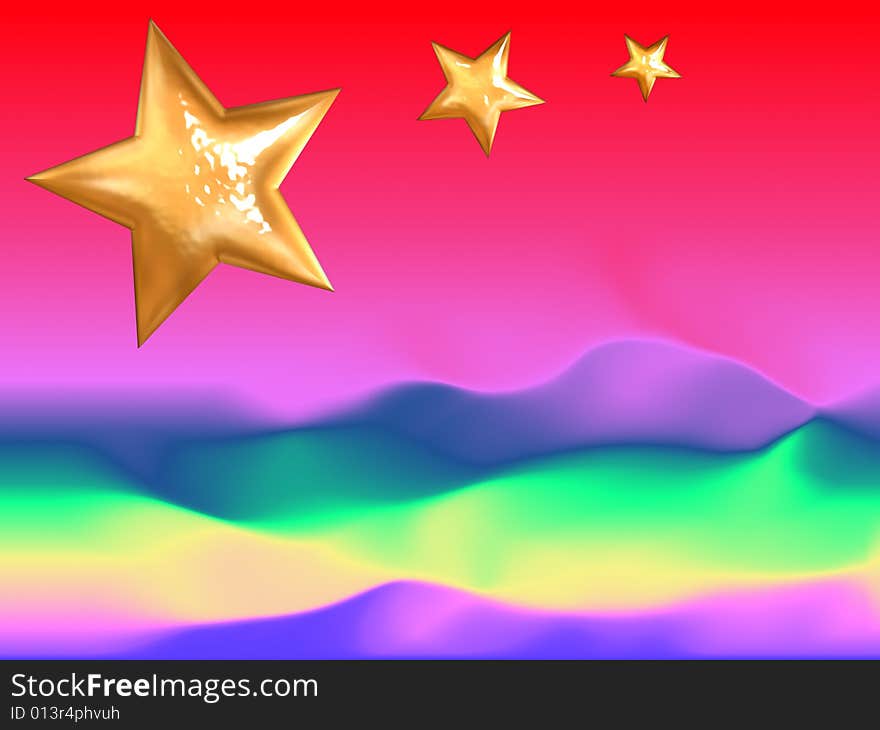 Psychedelic Golden Stars Template