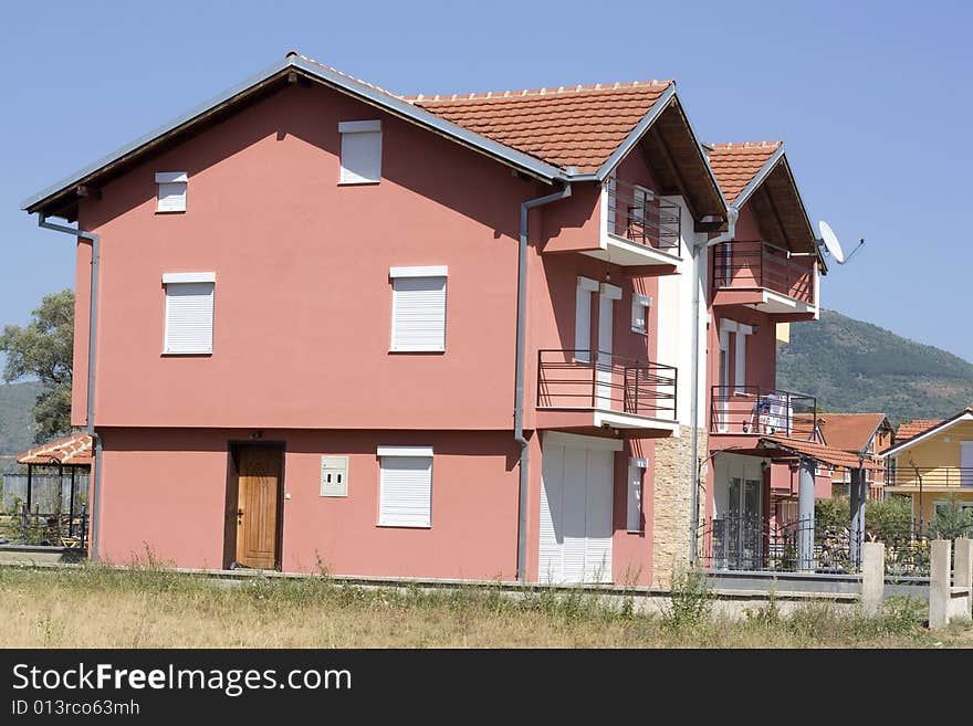 Modern big pink family house. Modern big pink family house