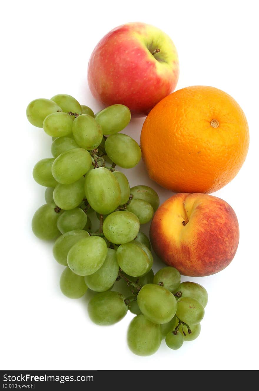 Apples both other tasty and 
useful fruit on a white background