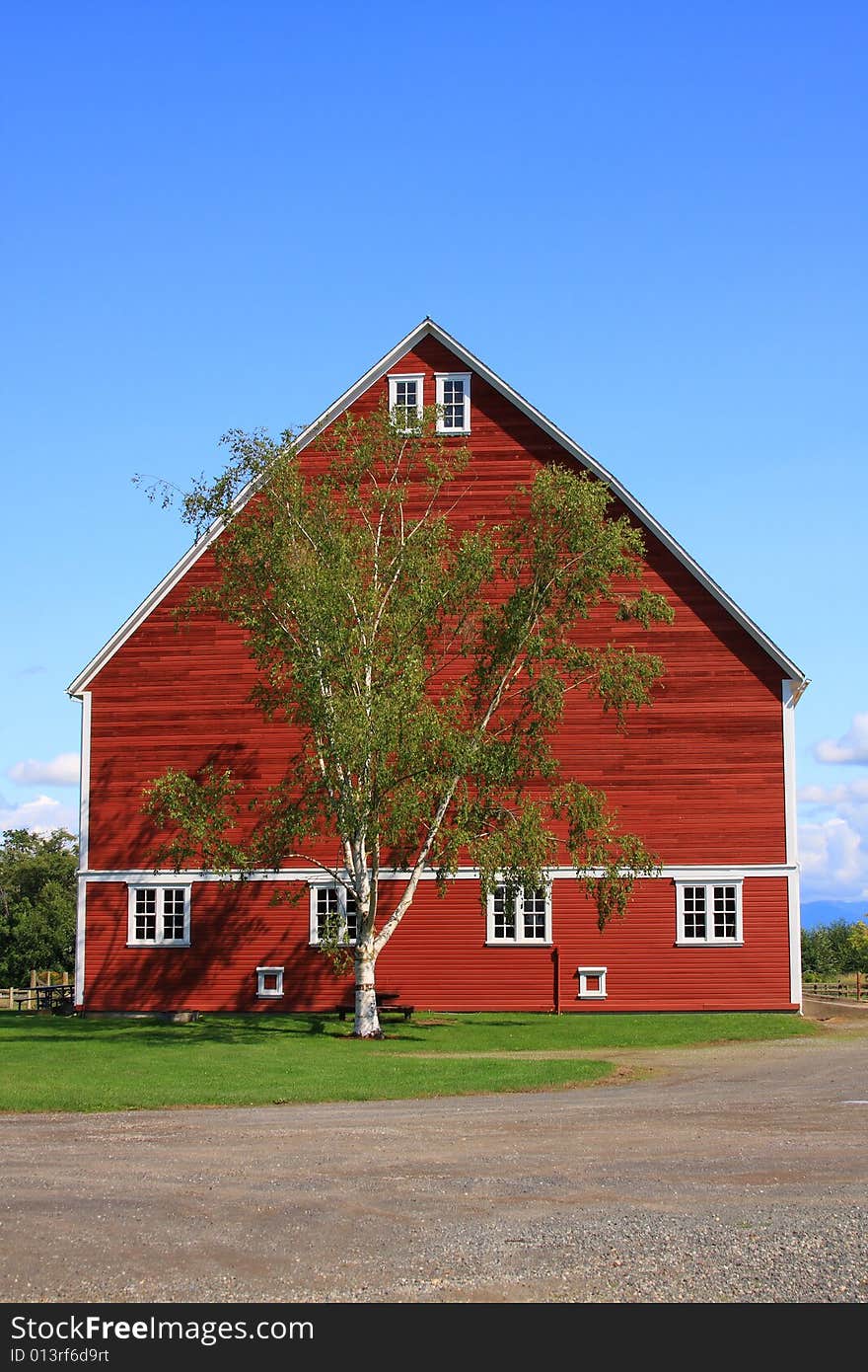 Red Barn with Tree