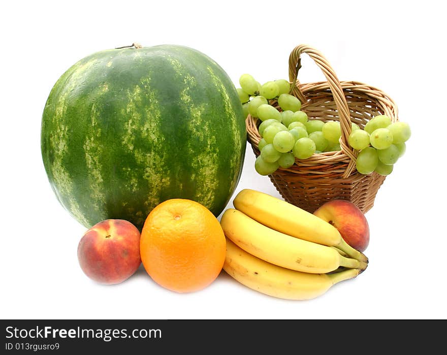 Watermelon with fruit on a white background. Watermelon with fruit on a white background