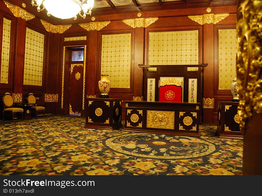 Royal Seat of the last emperor of China in the Puppet Manchurian State Royal Palace in Changchun, Jinlin Province, China.