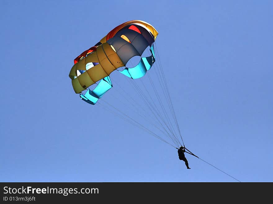 Parachute at the blue sky