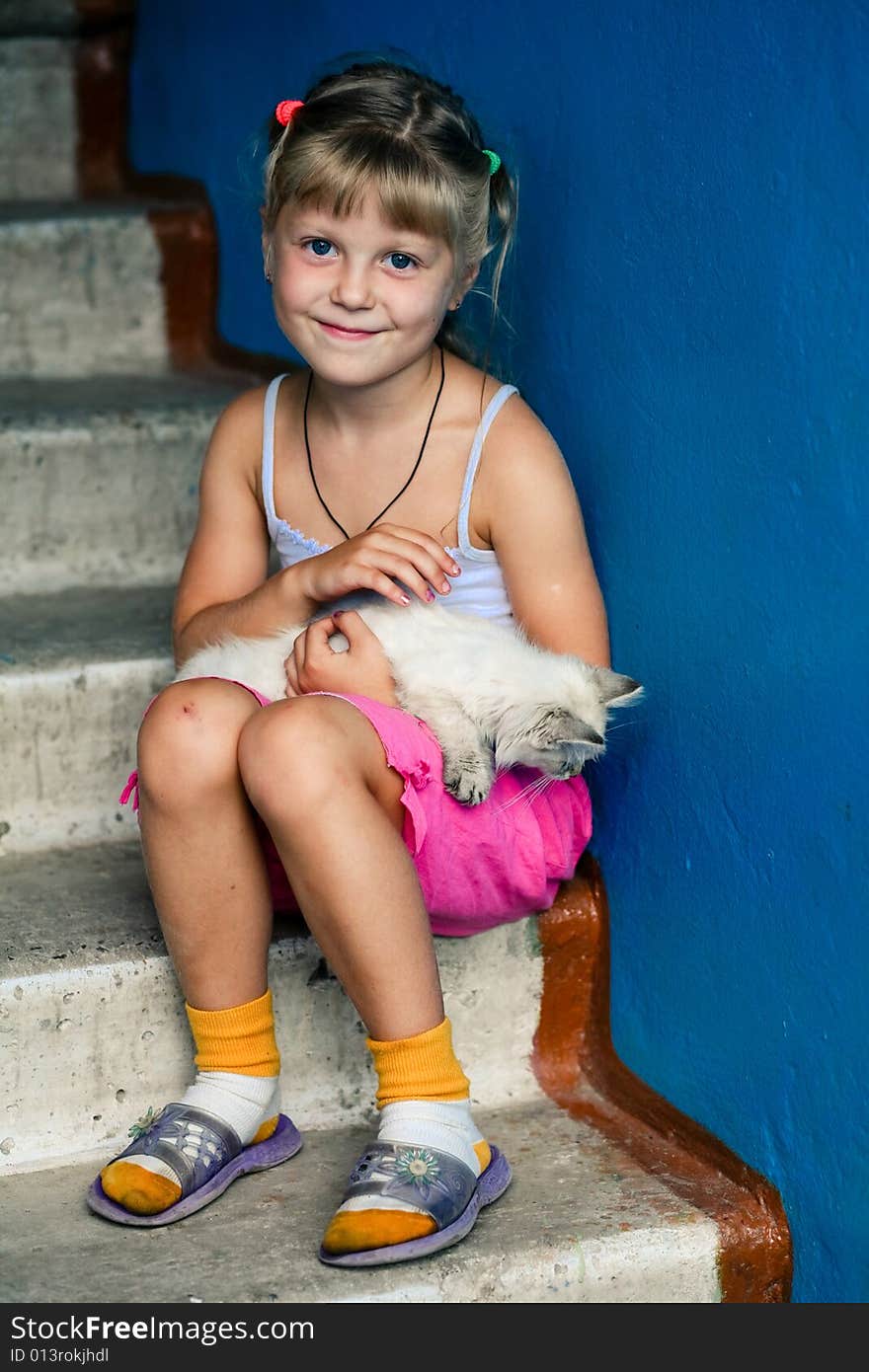 Girl with kitten