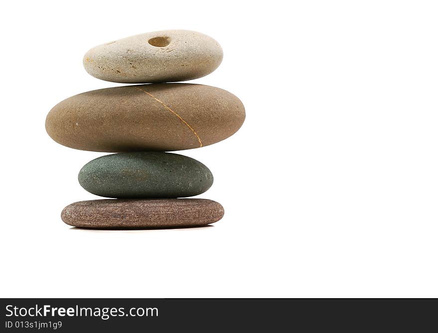 Pebble stones on white background. Pebble stones on white background