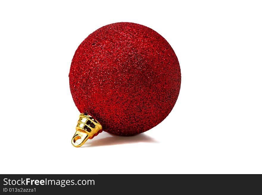 Christmas red ball  isolated on white