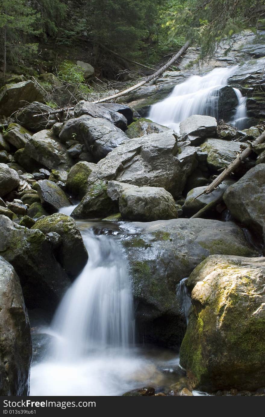 Skakavitsa river running through stones in the Rila mountain, Bulgaria