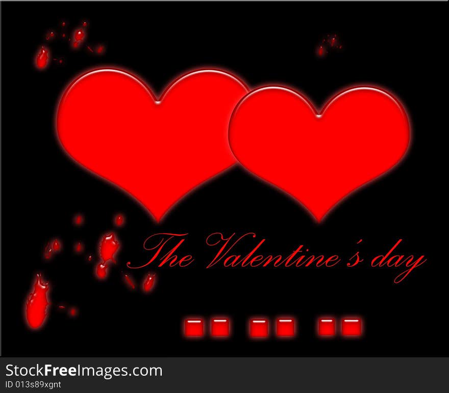 Valentines day,  background with two hearts and decorative elements