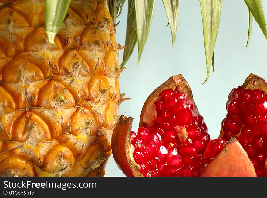 Still life with fruits on white back ground