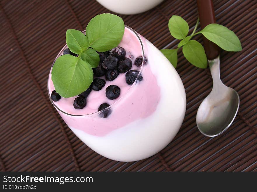 Blueberries in yogurt