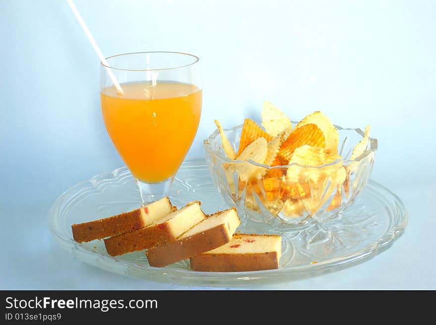 Still life with fruits & Fruits juice,cake.