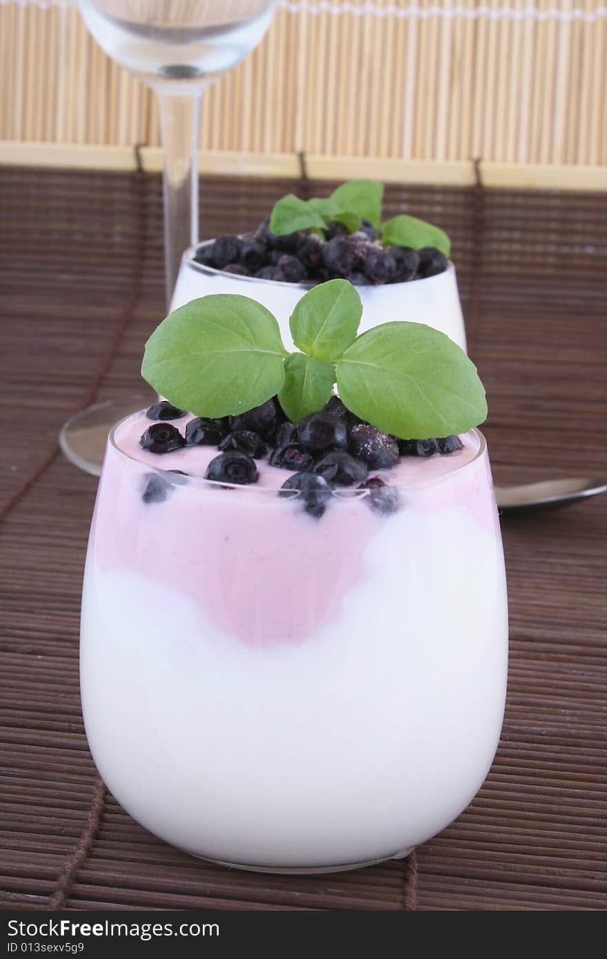 Blueberries in yogurt