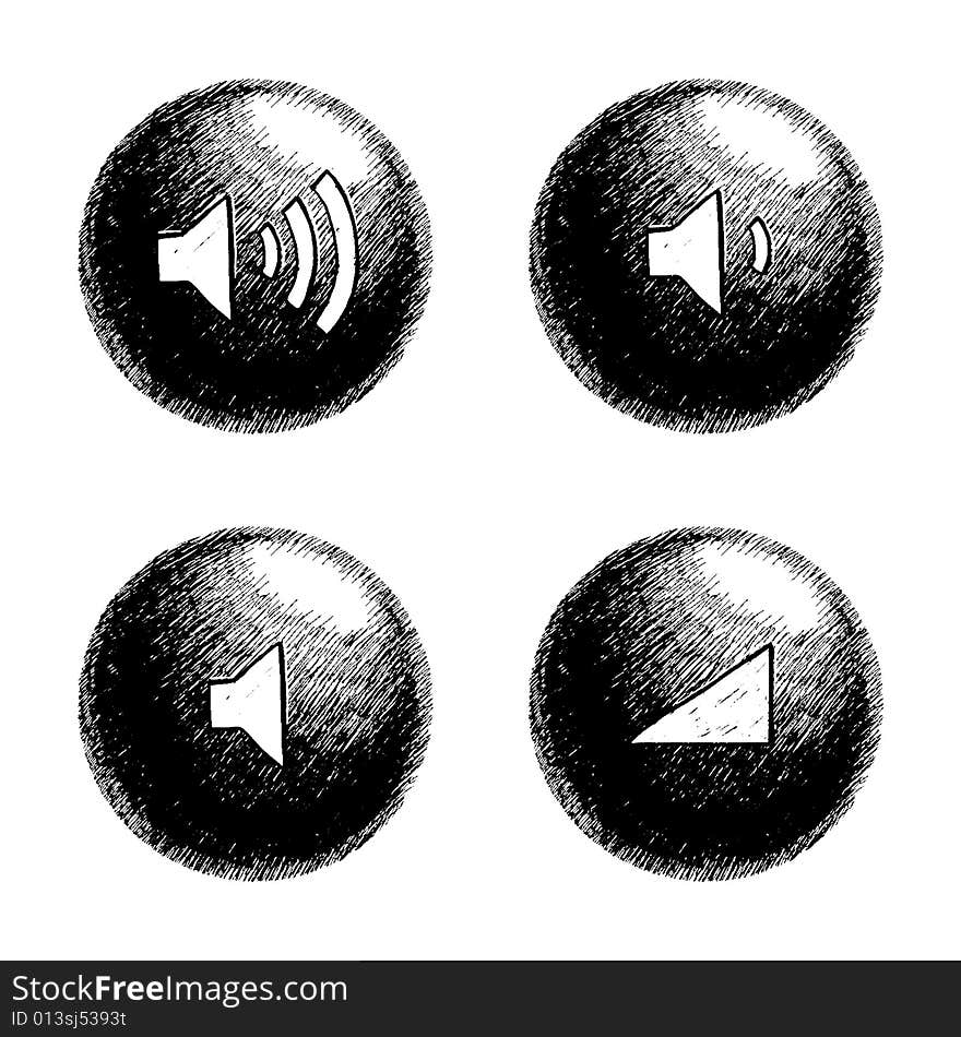 Sketchy style buttons for multimedia interface. Sketchy style buttons for multimedia interface.