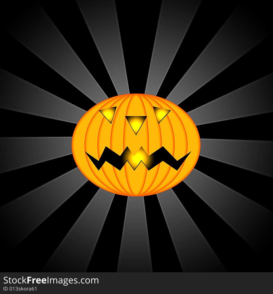 A scary orange jack'o lantern pumpkin. A scary orange jack'o lantern pumpkin