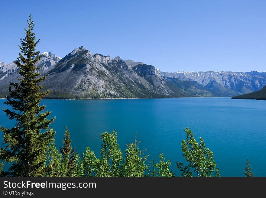 Blue lake and some mountain in canada. Blue lake and some mountain in canada