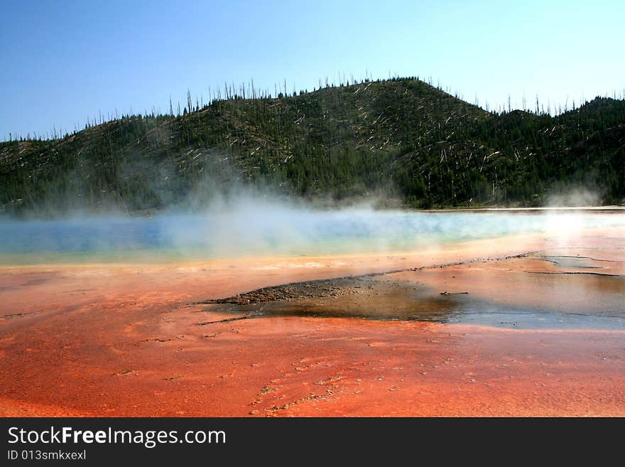 Hot springs and geysers in Yellowstone national Park