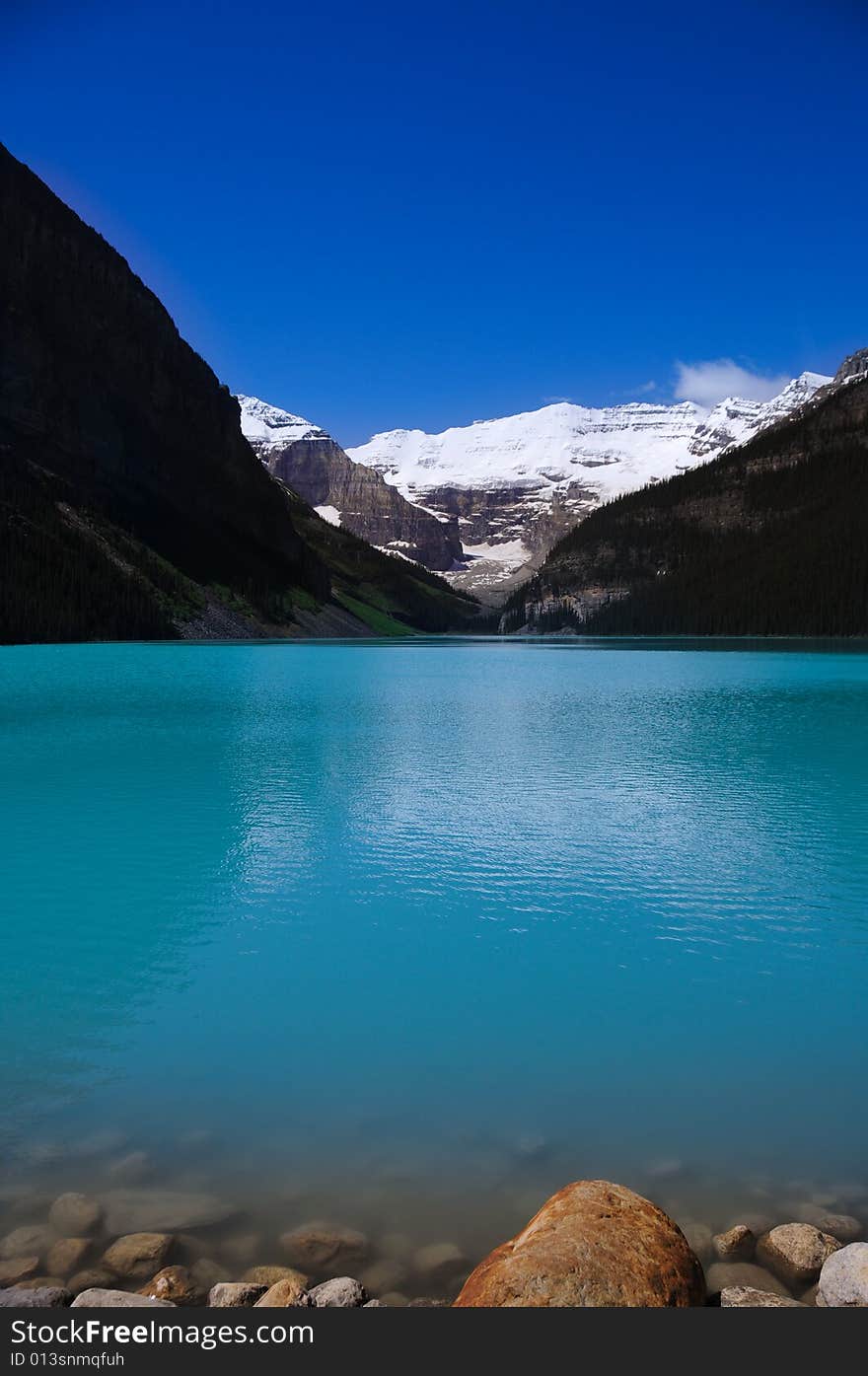 Blue lake and some mountain in canada. Blue lake and some mountain in canada