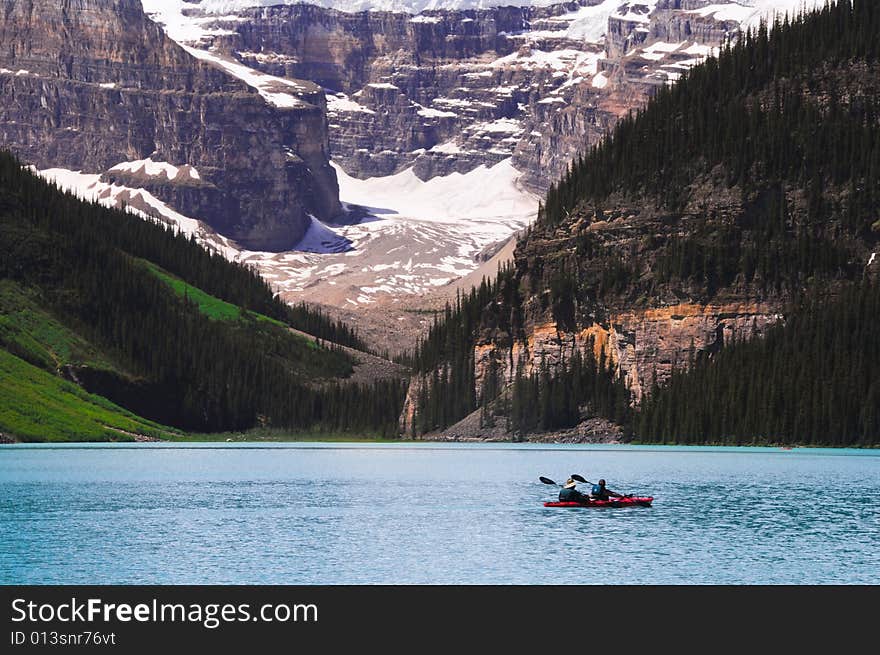 Blue lake and some mountain in canada. Blue lake and some mountain in canada