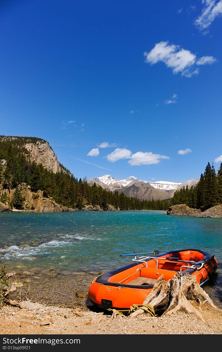 Blue lake and some mountain in canada. Blue lake and some mountain in canada