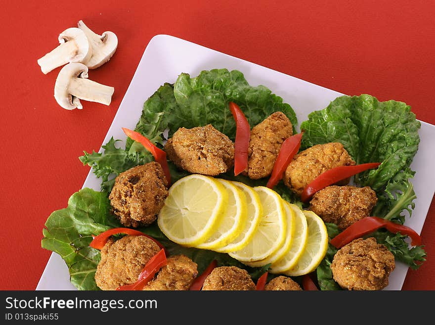 Shot of southern fried appetizer platter