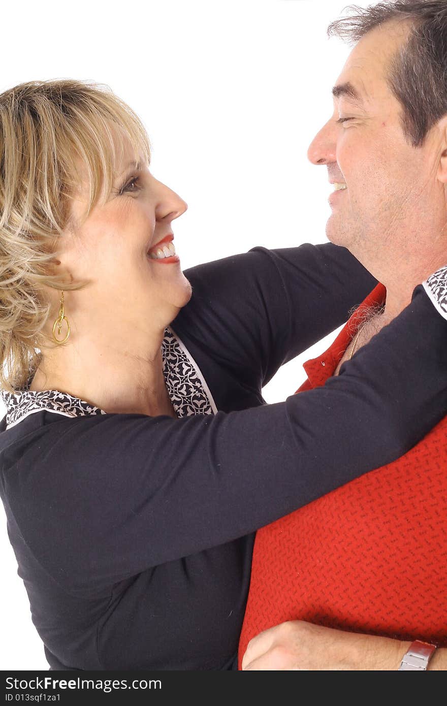 Romantic couple in love isolated on white