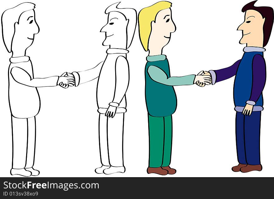 Business handshake of two person. Vector graphic.