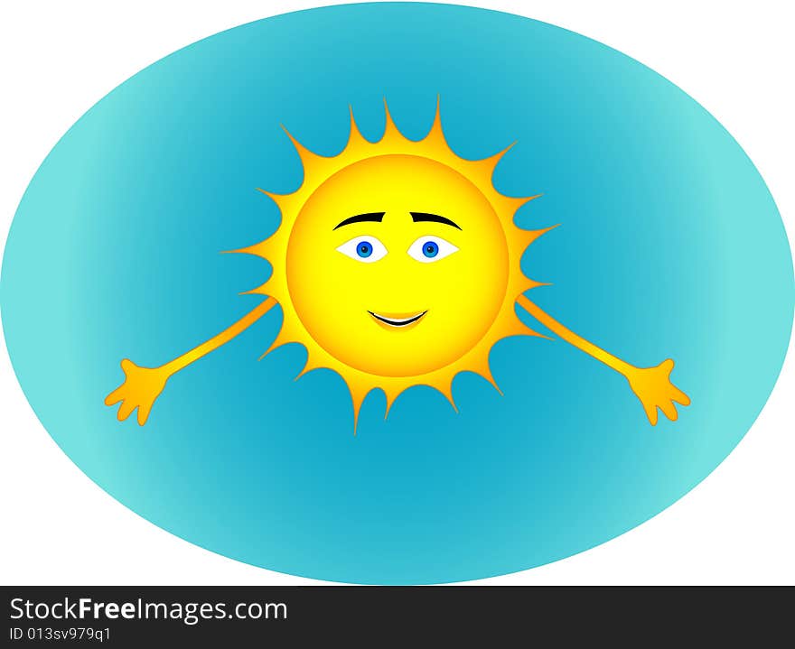 Illustration of sun with smiling face. Illustration of sun with smiling face