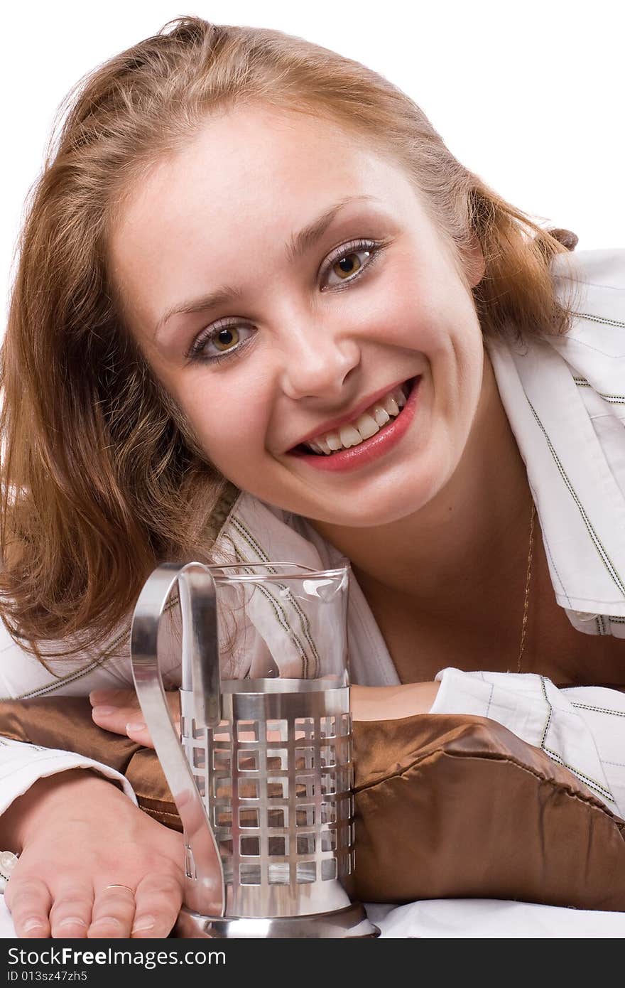 Beautiful girl posing with empty glass