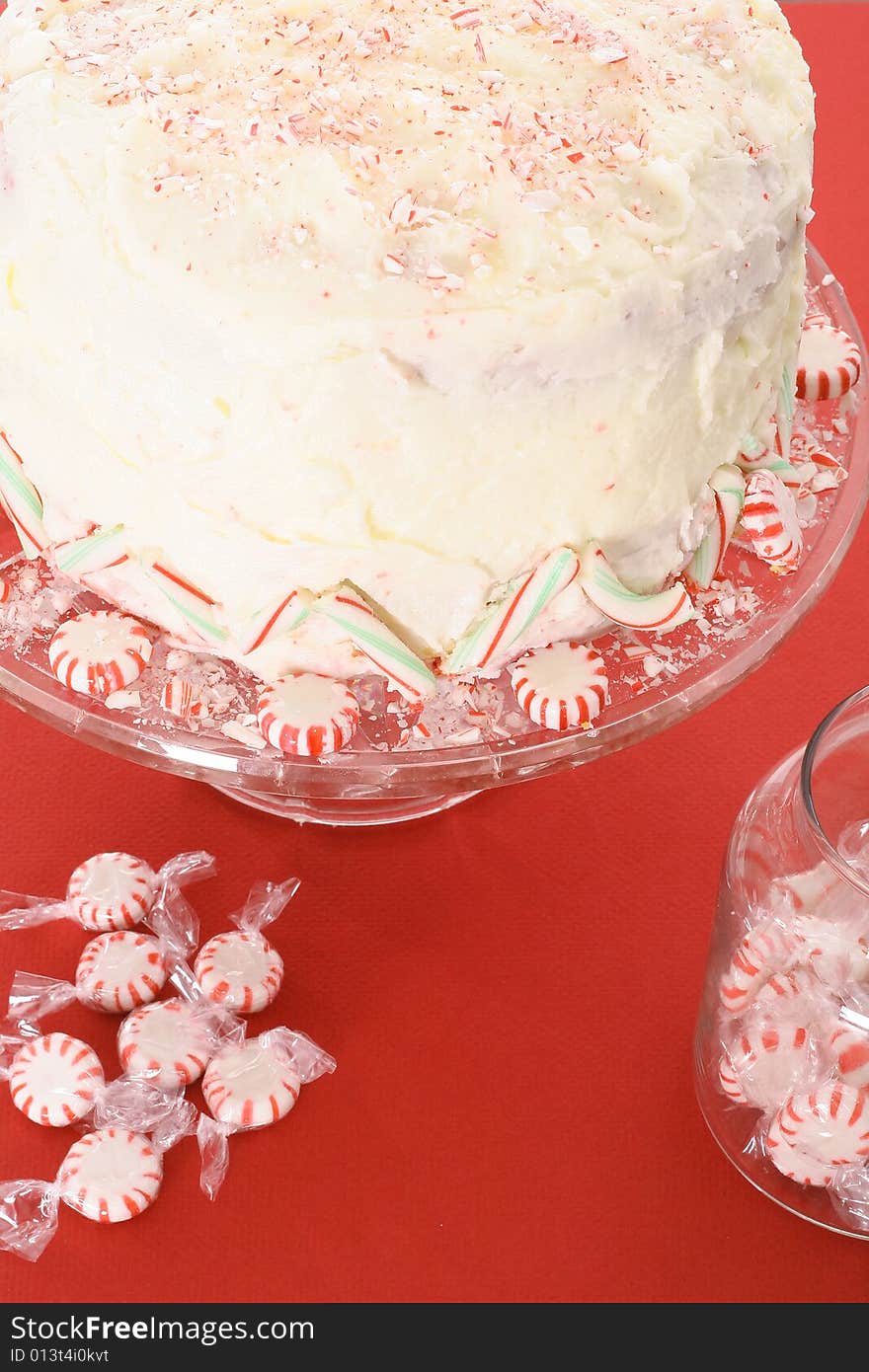 Shot of a peppermint candy cake