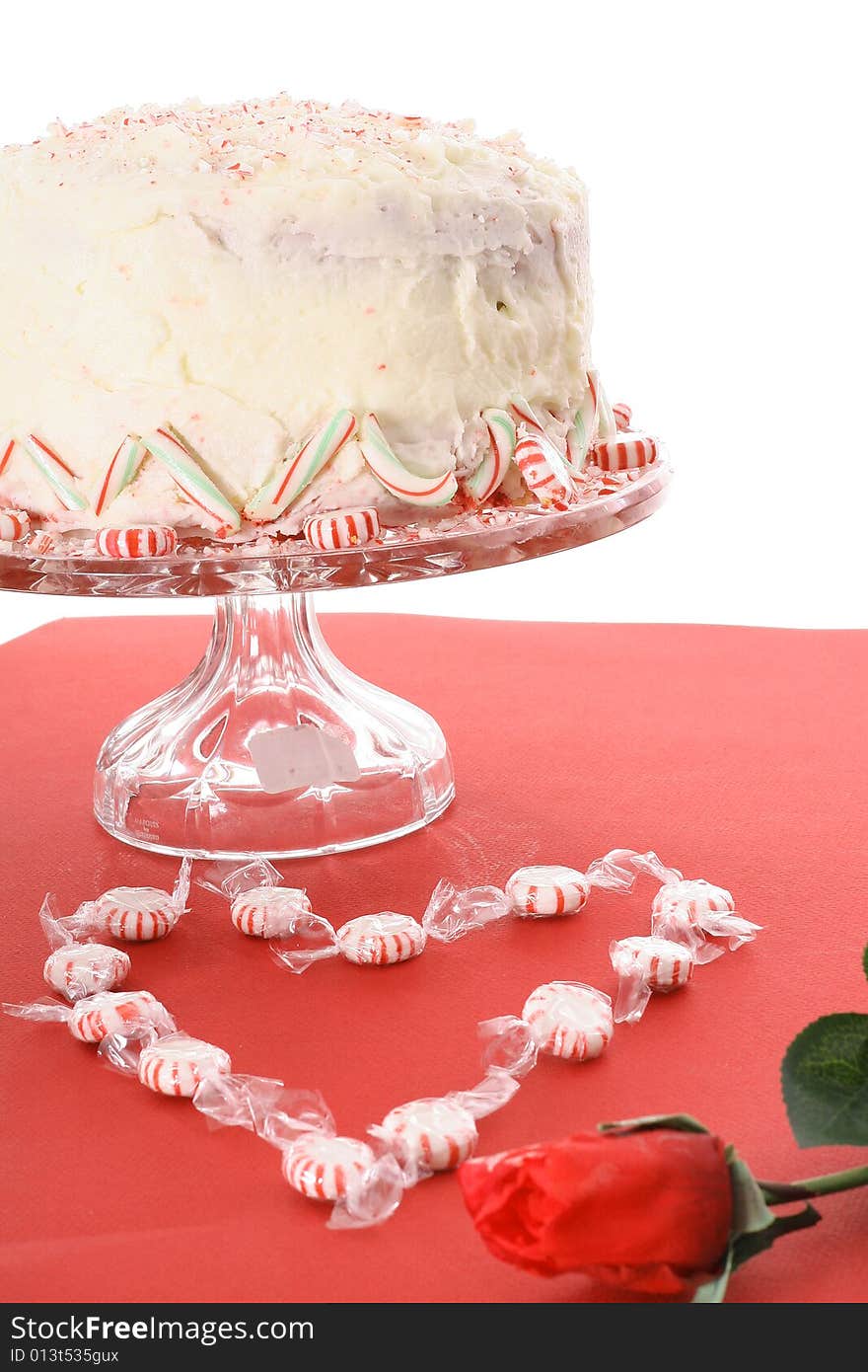 Shot of a valentines peppermint cake