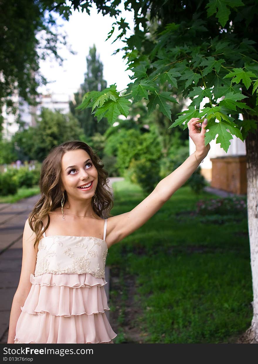 Beauty Girl Teenager Outdoor Smiles.