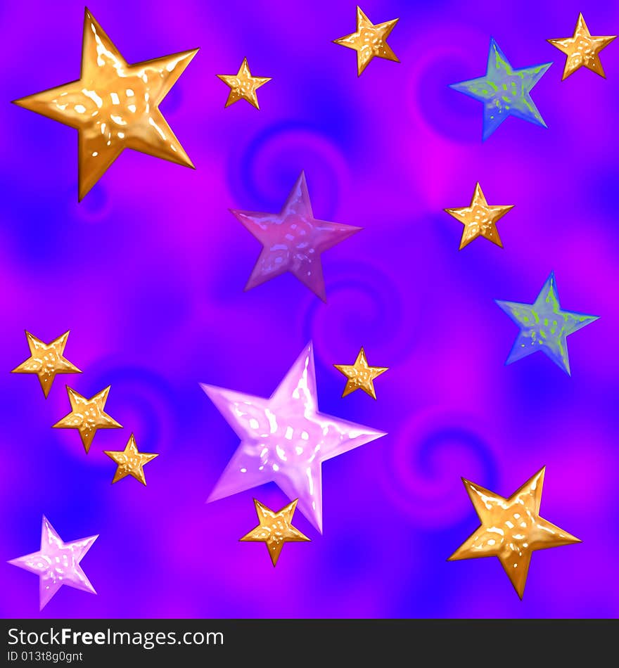 Violet and Fuchsia seamless decorative tile with some chrome solid starry shapes. Violet and Fuchsia seamless decorative tile with some chrome solid starry shapes