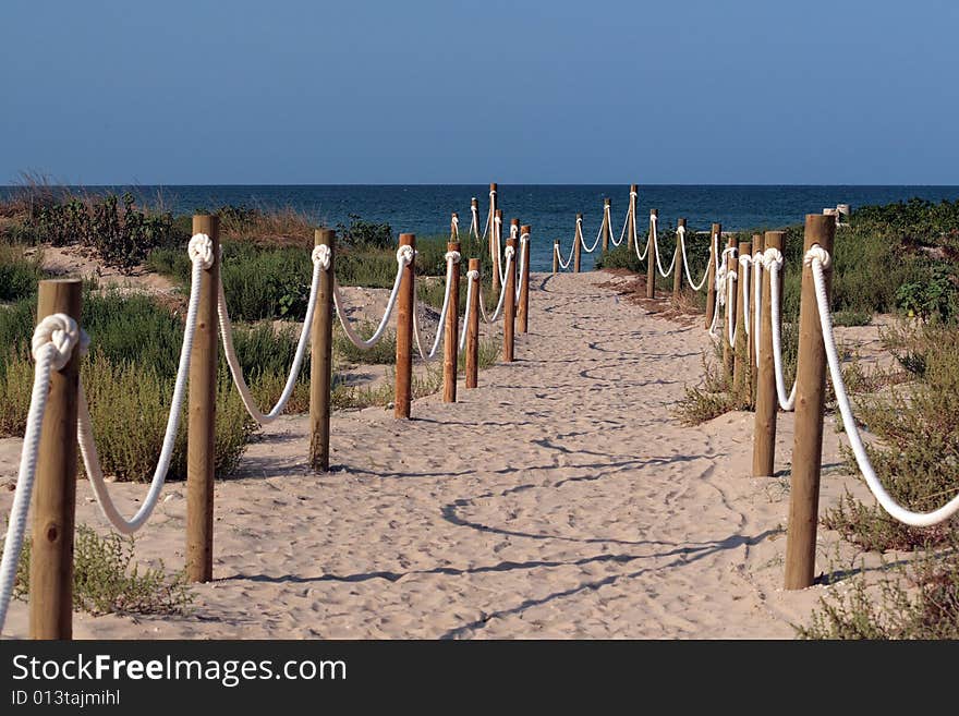 Las Marinas beach entrance in Denia,Alicante,Spain